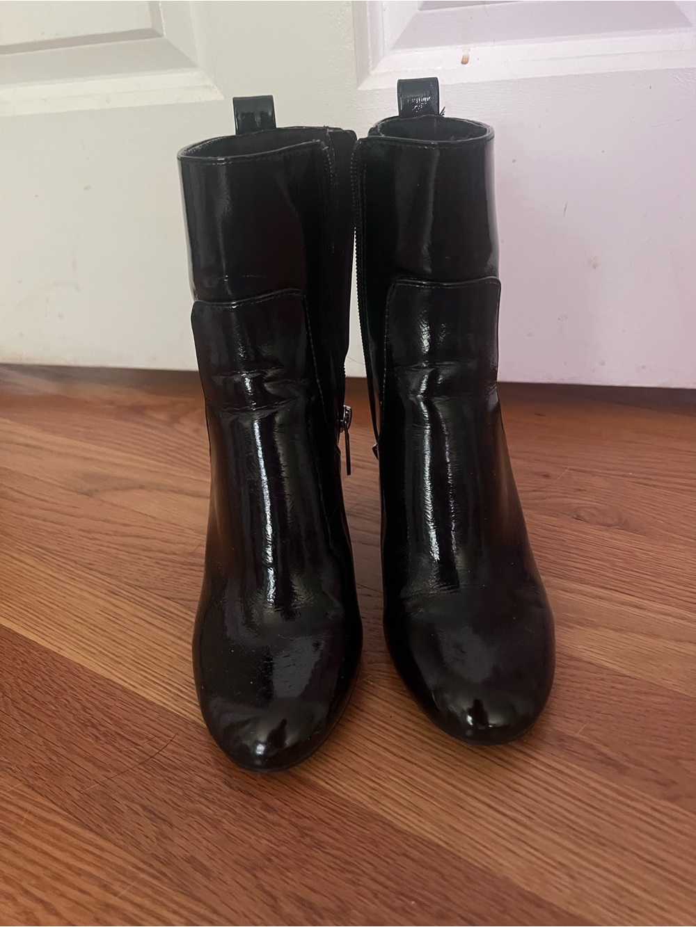 Zara Black Patent Leather Ankle Booties